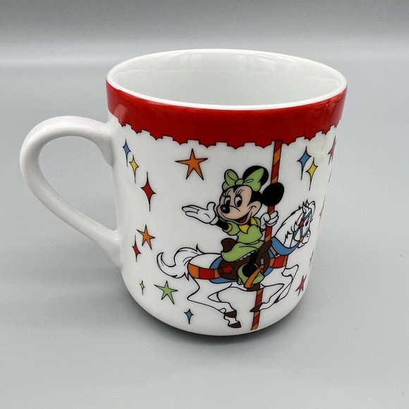 VTG Walt Disney Prod. Mug Porcelain Japan Mickey Mouse Donald Minnie Carousel LN - Picture 4 of 8